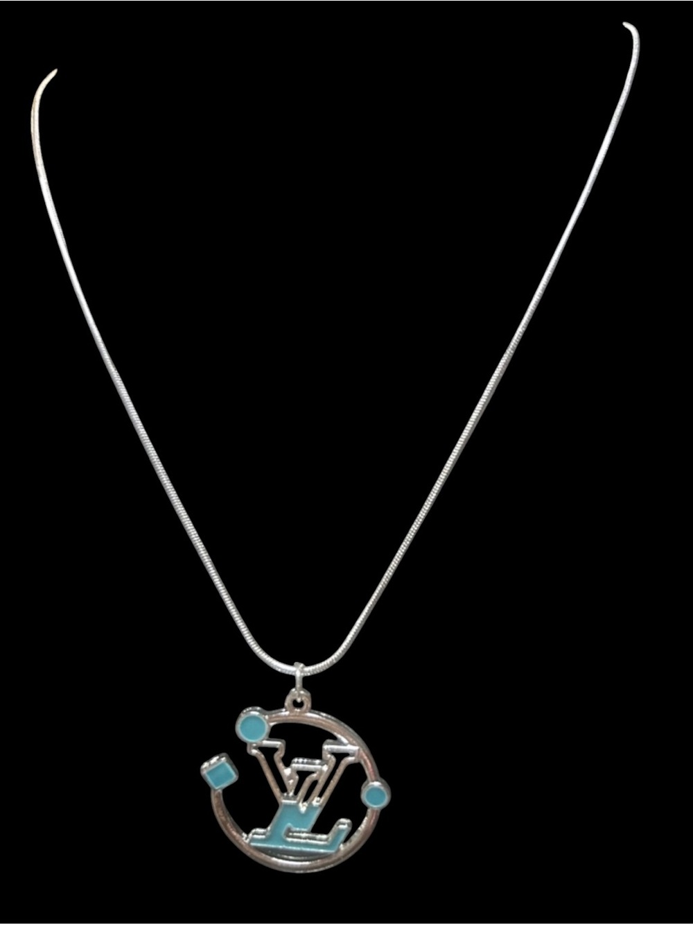 Silver Necklace with Turquoise Accent Pendant
